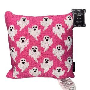 Flying Ghost Beaded Decorative Pillow Halloween TikTock Viral Rare Pink White